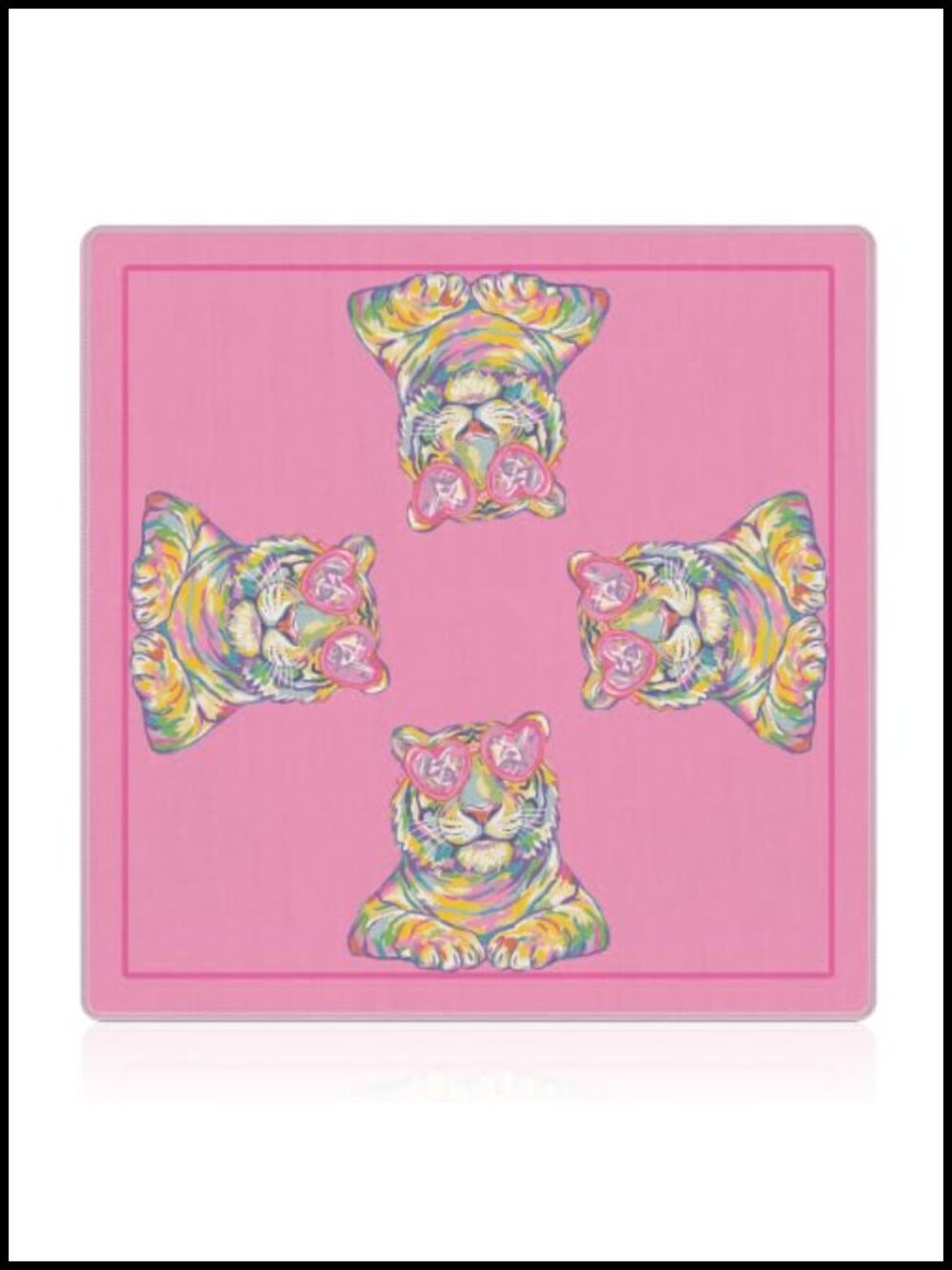 Preppy Tiger Pink Mahjong Mat 31.5x31.5 Neoprene Game Tabletop